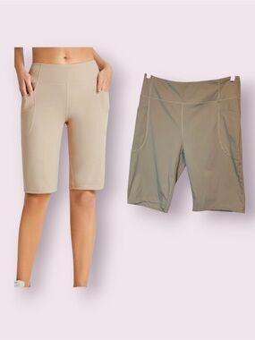 Baleaf Stretchy Bermuda Athletic Shorts Tan Size XL